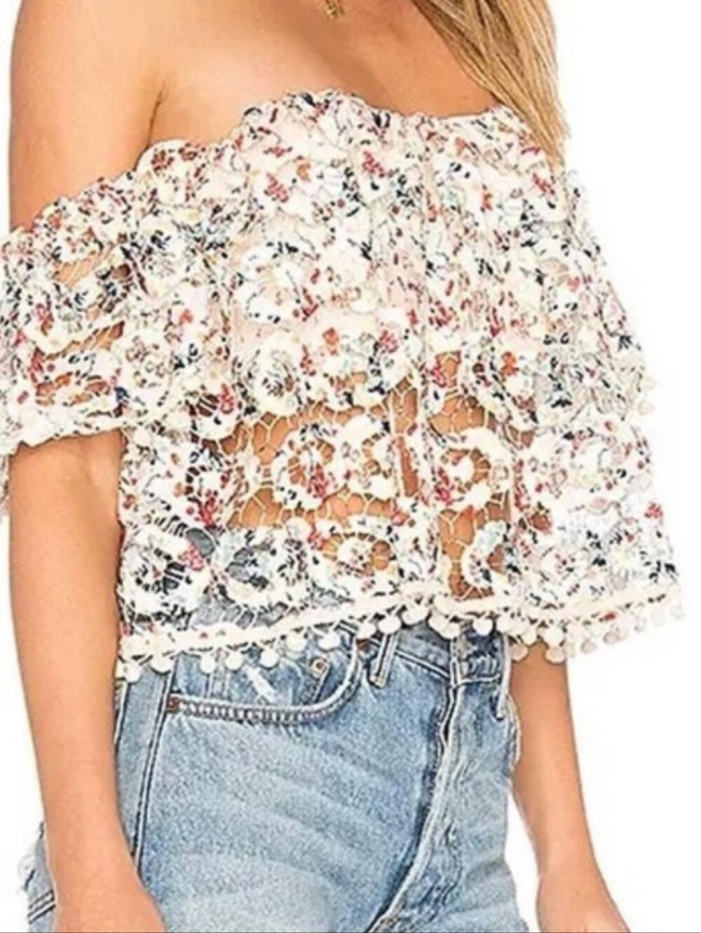 Tularosa Amelia Off-The-Shoulder Lace Top size xs